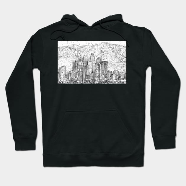 LOS ANGELES skyline - pencil portrait .1 Hoodie by lautir